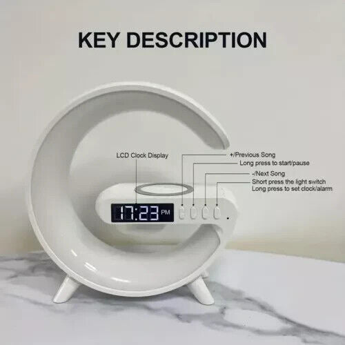 Smart Intelligent LED Lamp Light Bluetooth Speaker Wireless Charger G Shape Lamp