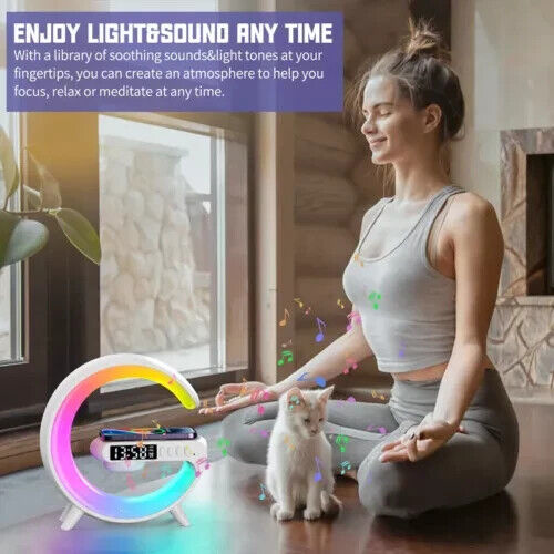 Smart Intelligent LED Lamp Light Bluetooth Speaker Wireless Charger G Shape Lamp