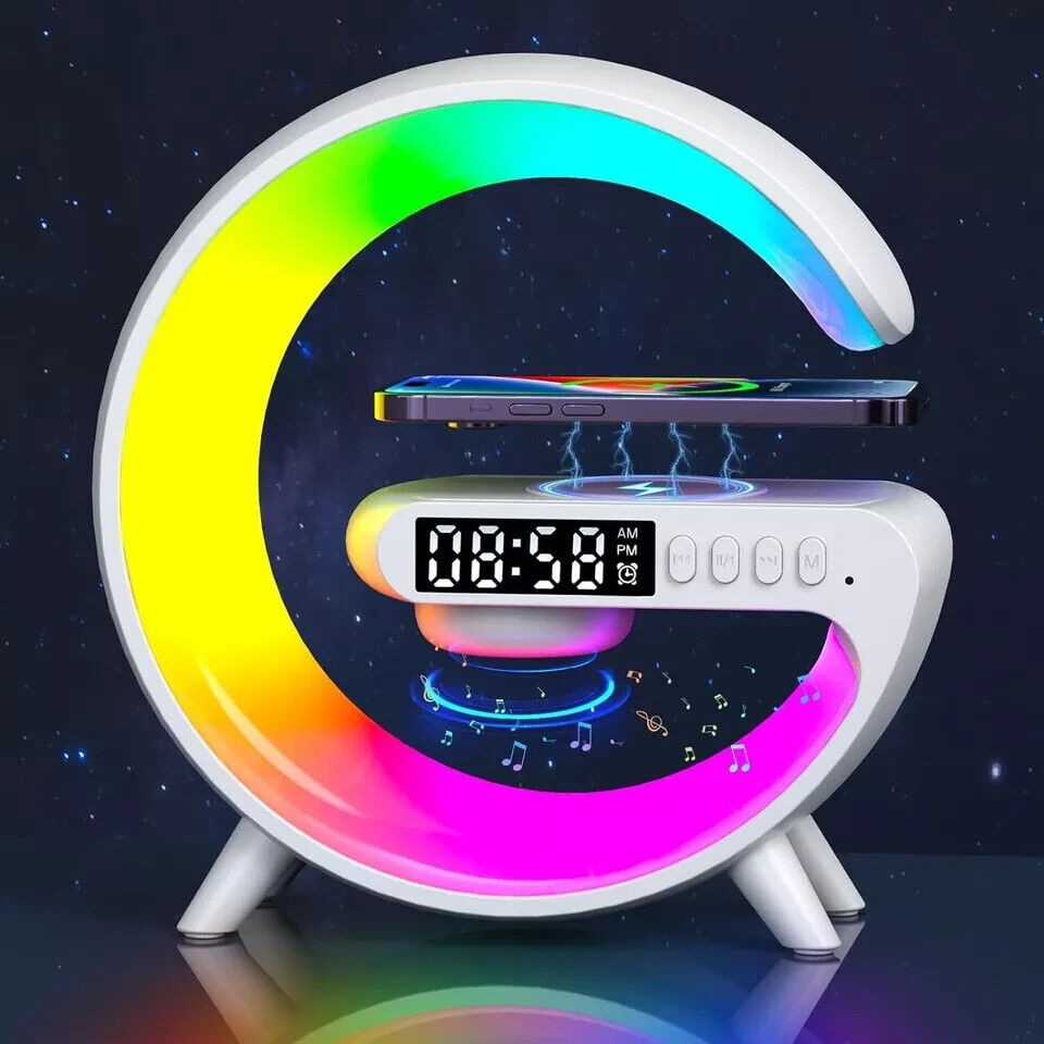 Smart Intelligent LED Lamp Light Bluetooth Speaker Wireless Charger G Shape Lamp