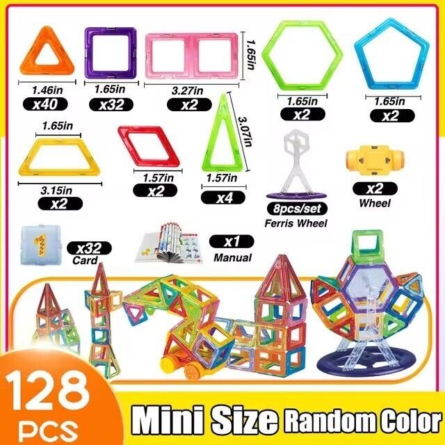 Magnetic Building Blocks 64-128Pcs Mini Size DIY Magnets Toys for Children Construction Set