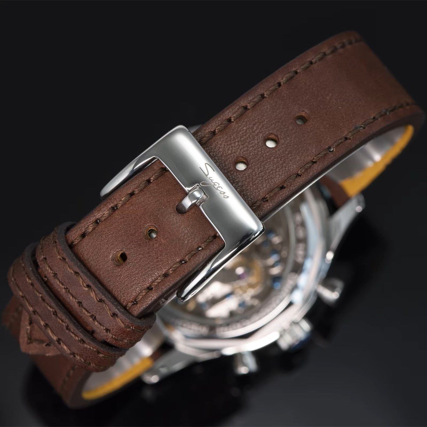 Sugess Pilot Watch Normal Movement or Swanneck Wristwatch Mechanical Chronograph Sappire Crystal Military Limited Racing 1963