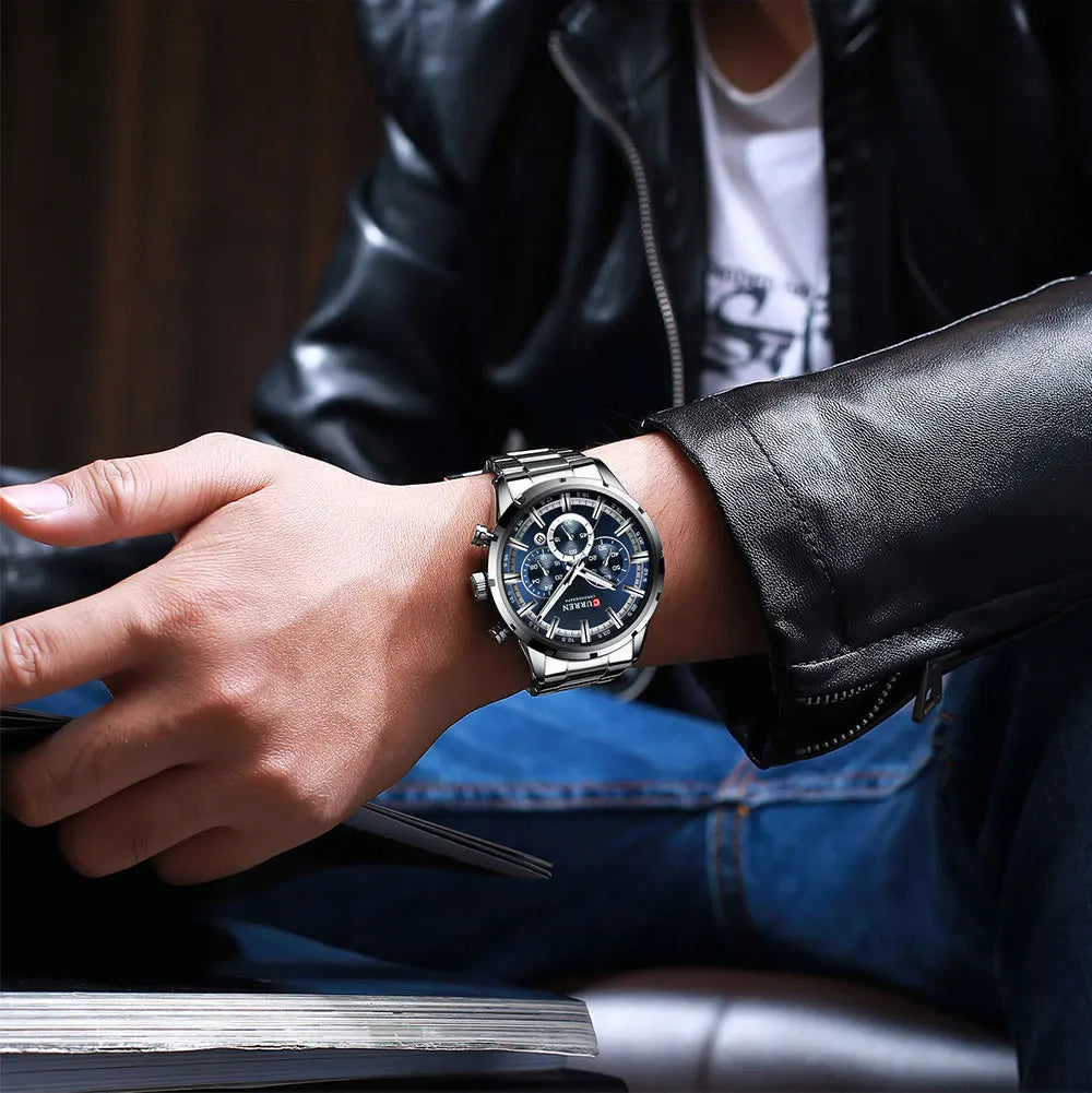 Curren Men's Watch Stainless Steel Band Business Waterproof Luxury Wrist Watches