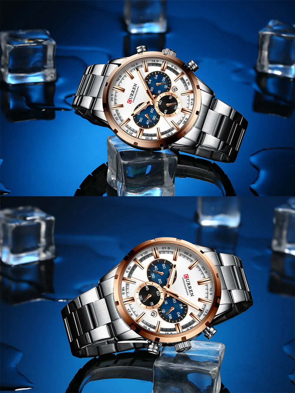 Curren Men's Watch Stainless Steel Band Business Waterproof Luxury Wrist Watches