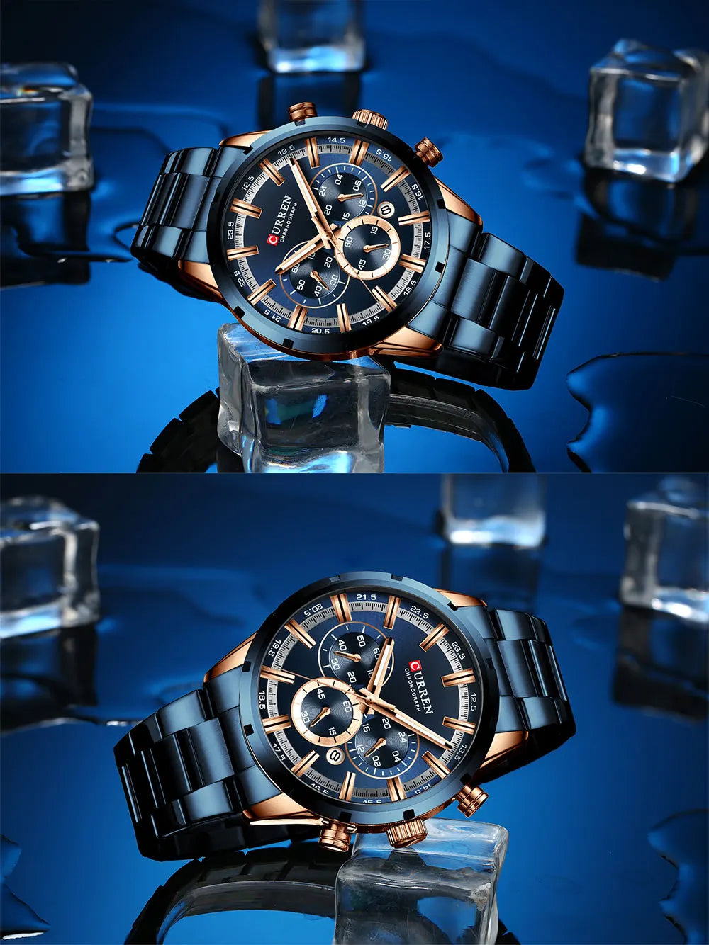 Curren Men's Watch Stainless Steel Band Business Waterproof Luxury Wrist Watches