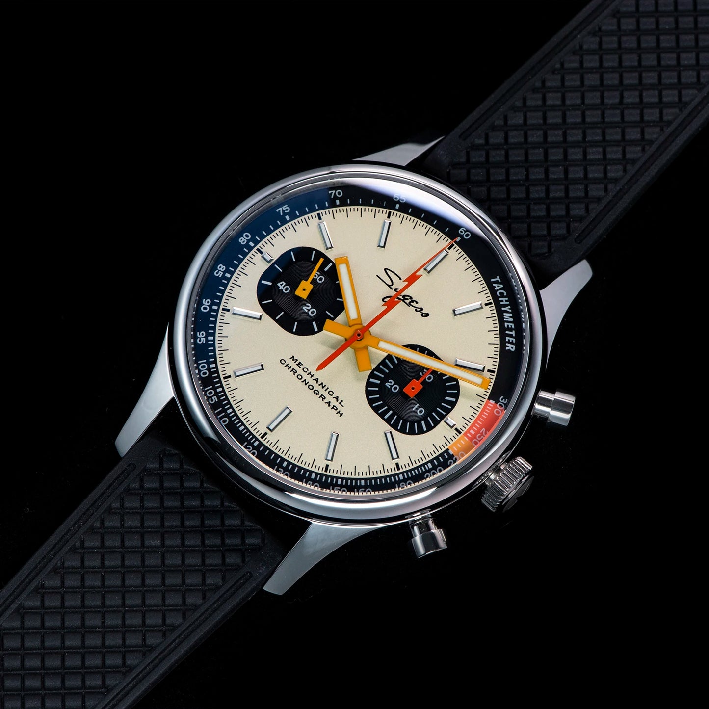Sugess Pilot Watch Normal Movement or Swanneck Wristwatch Mechanical Chronograph Sappire Crystal Military Limited Racing 1963