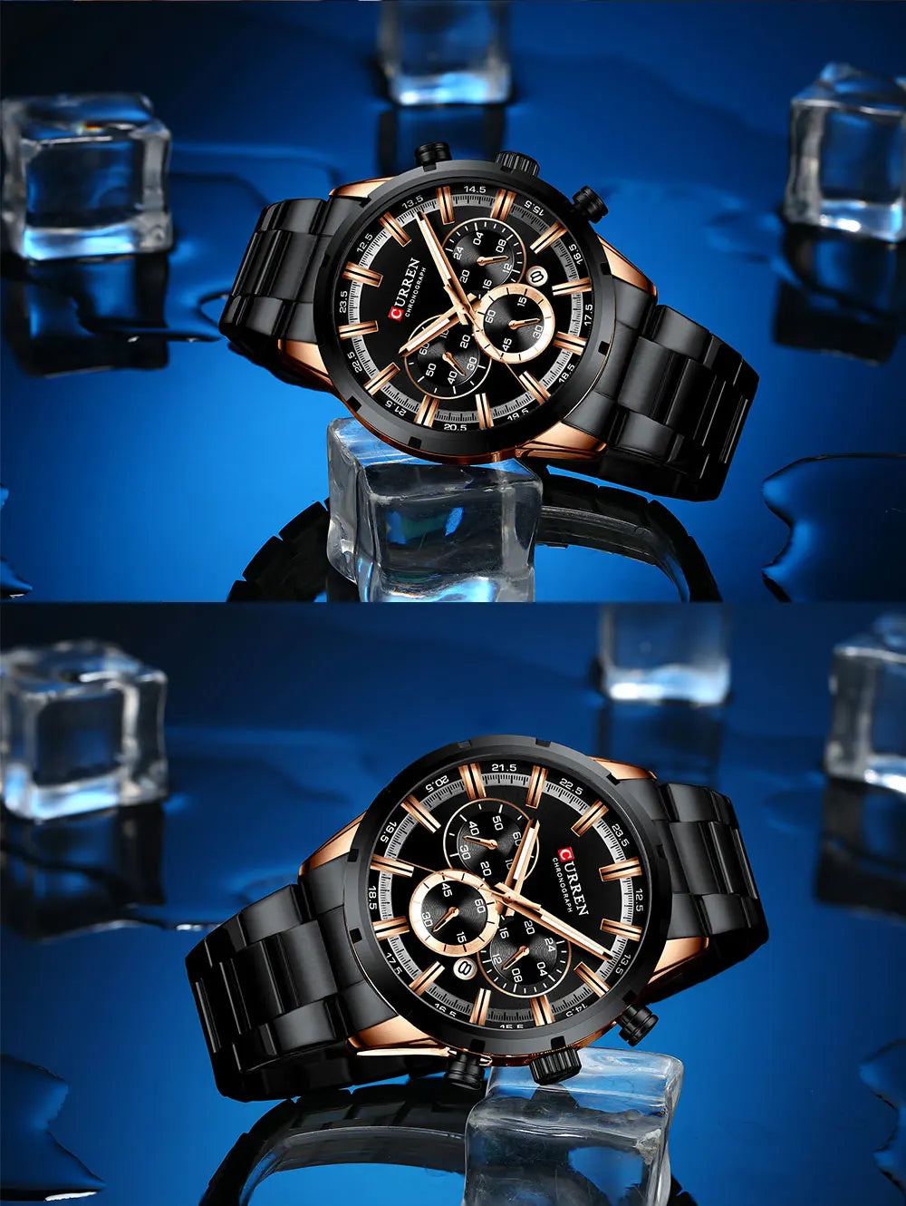 Curren Men's Watch Stainless Steel Band Business Waterproof Luxury Wrist Watches