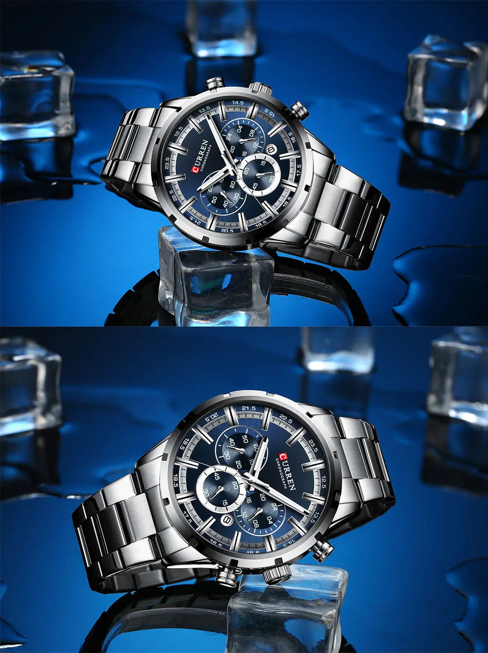 Curren Men's Watch Stainless Steel Band Business Waterproof Luxury Wrist Watches