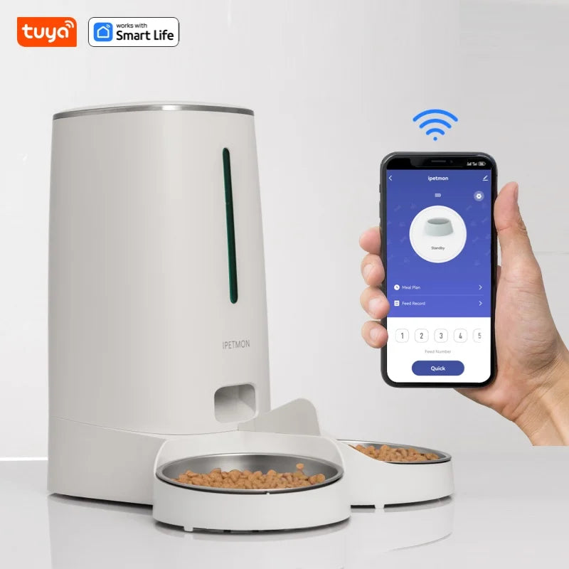 Automatic Dual Pet Feeder 4L Food Dispenser with Wi-Fi App Control