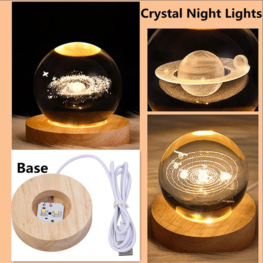 3D Crystal Ball Lamps with Moon or Saturn Projections USB Night Light for Cozy Atmosphere plasma ball