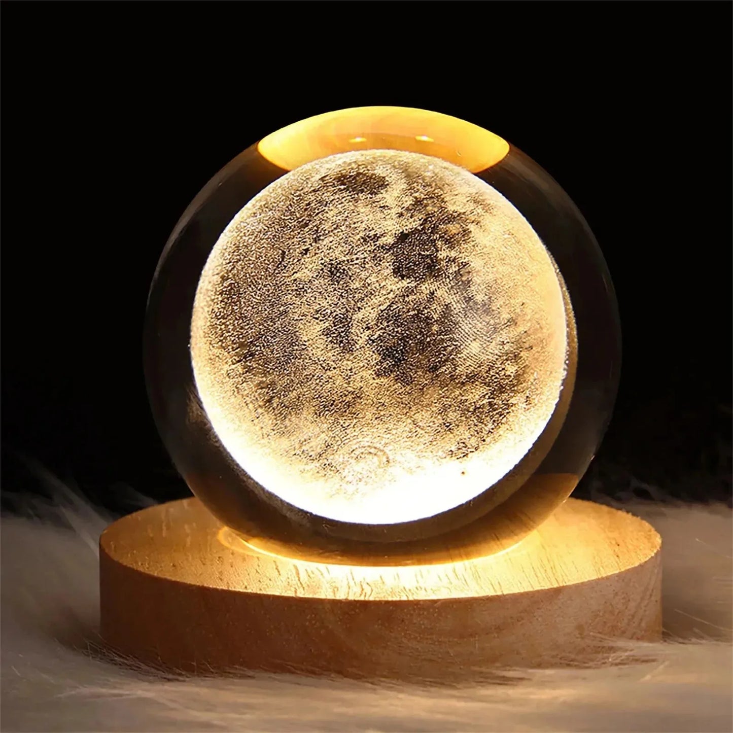 3D Crystal Ball Lamps with Moon or Saturn Projections USB Night Light for Cozy Atmosphere plasma ball