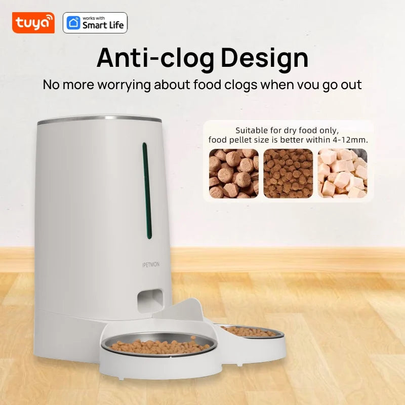 Automatic Dual Pet Feeder 4L Food Dispenser with Wi-Fi App Control