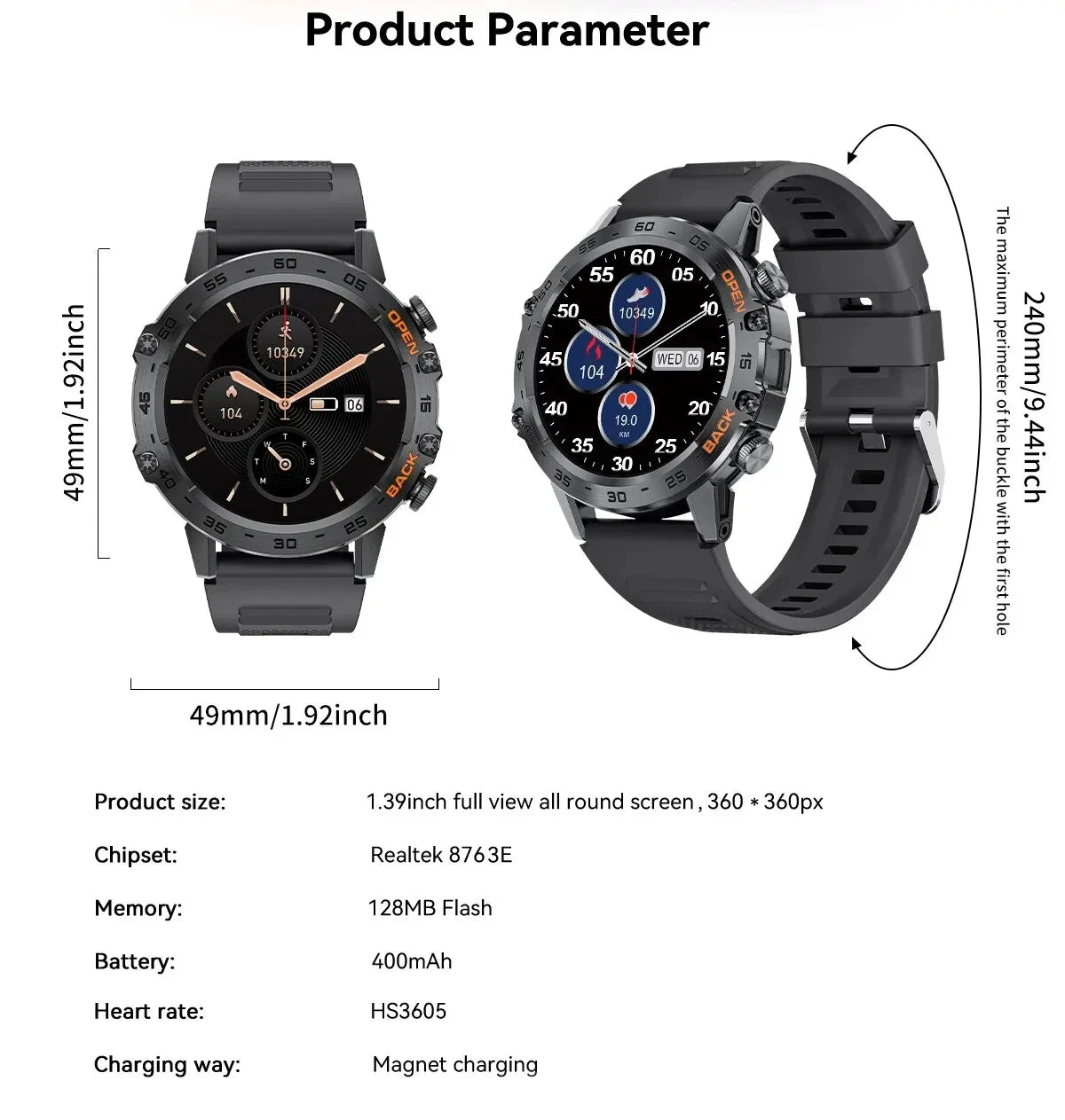 LIGE Smart Watch Men's Outdoor Sport Fitness Heart Rate Health Monitoring Smartwatch