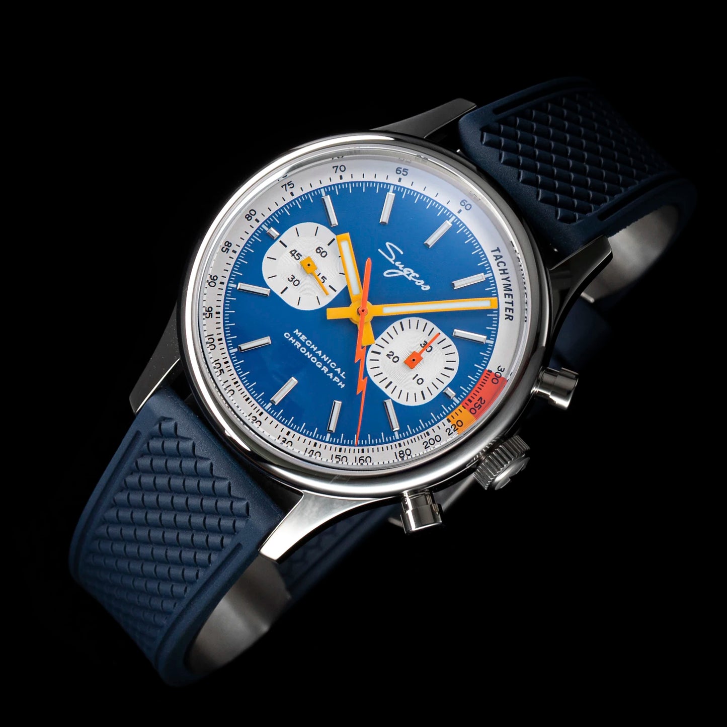 Sugess Pilot Watch Normal Movement or Swanneck Wristwatch Mechanical Chronograph Sappire Crystal Military Limited Racing 1963