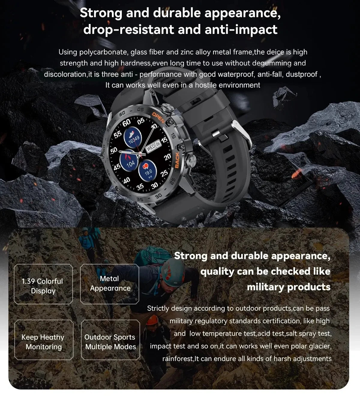 LIGE Smart Watch Men's Outdoor Sport Fitness Heart Rate Health Monitoring Smartwatch