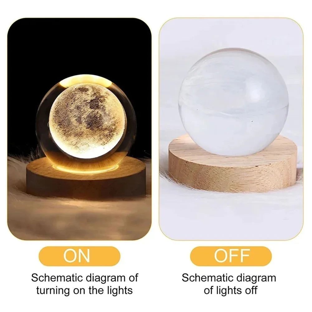 3D Crystal Ball Lamps with Moon or Saturn Projections USB Night Light for Cozy Atmosphere plasma ball