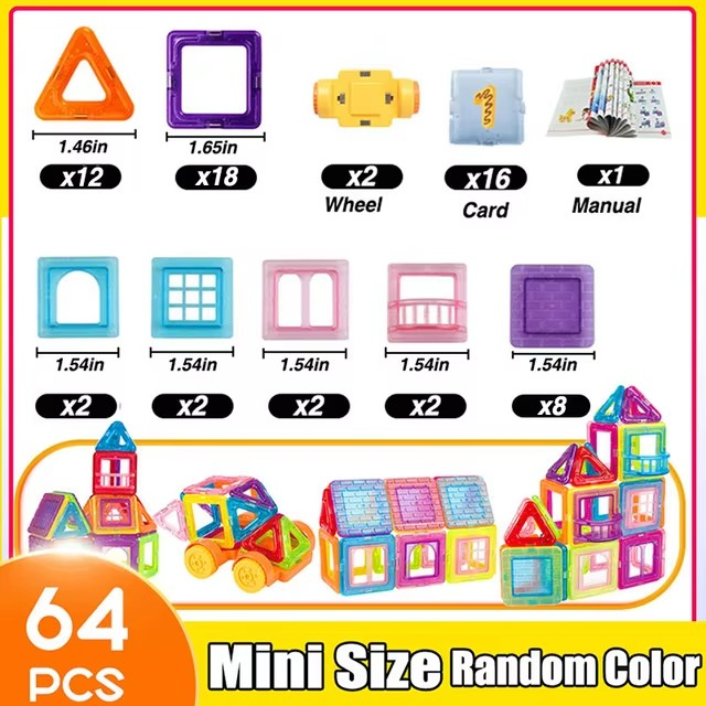 Magnetic Building Blocks 64-128Pcs Mini Size DIY Magnets Toys for Children Construction Set