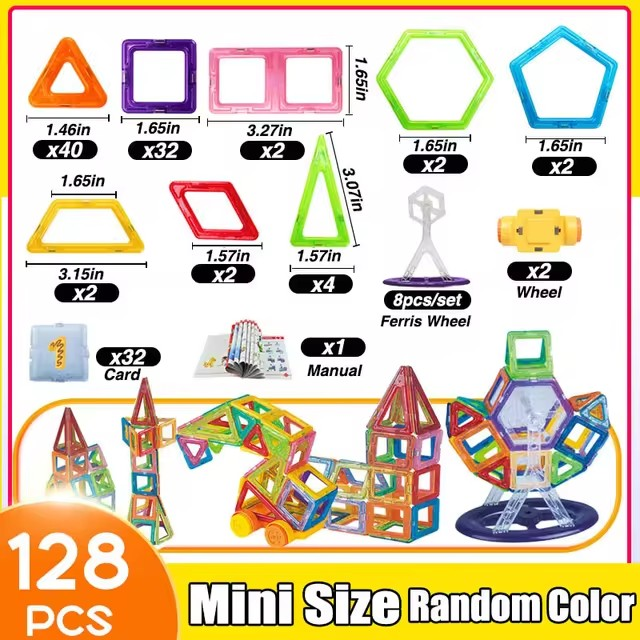 Magnetic Building Blocks 64-128Pcs Mini Size DIY Magnets Toys for Children Construction Set