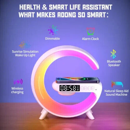 Smart Intelligent LED Lamp Light Bluetooth Speaker Wireless Charger G Shape Lamp
