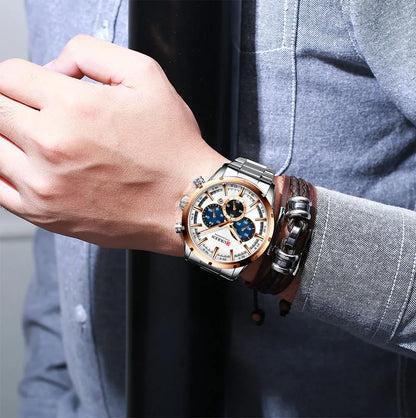 Curren Men's Watch Stainless Steel Band Business Waterproof Luxury Wrist Watches
