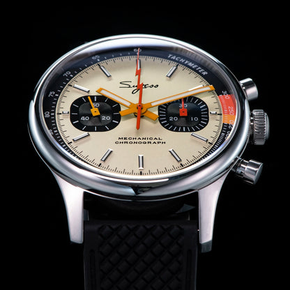 Sugess Pilot Watch Normal Movement or Swanneck Wristwatch Mechanical Chronograph Sappire Crystal Military Limited Racing 1963