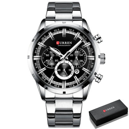 Curren Men's Watch Stainless Steel Band Business Waterproof Luxury Wrist Watches