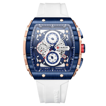 Curren Men's Watches Luxury Square Quartz Wristwatch  Chronograph Watch