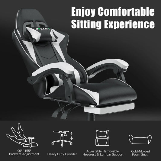 Gaming Chair with Footrest Gamer Chairs Ergonomic with Lumbar Cushion Headrest Height Adjustable Computer Chair