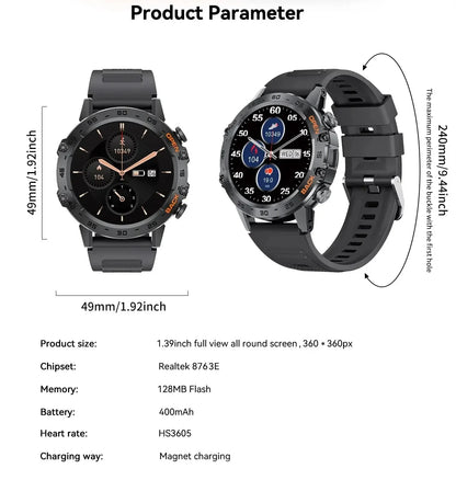 LIGE Smart Watch Men's Outdoor Sport Fitness Heart Rate Health Monitoring Smartwatch
