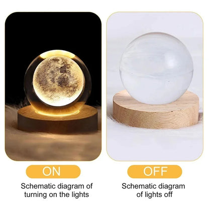 3D Crystal Ball Lamps with Moon or Saturn Projections USB Night Light for Cozy Atmosphere plasma ball